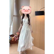 批发新款仙女吊带连衣裙气质显瘦不规则下摆裙（无胸垫）