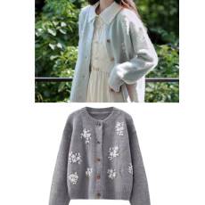 批发现货2025秋冬新款韩系立体手工<b class='q'>花朵</b>针织衫开衫重工毛衣<b class='q'>外套</b>上衣