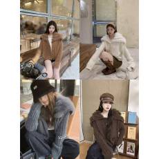 批发慵懒风设计感翻领麻花狐狸毛毛衣开衫女秋<b class='q'>冬</b>高级感软糯宽松外套潮