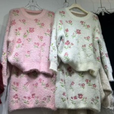 温柔慵懒风高领针织毛衣半身裙两件套女秋冬大码套装气质简约长袖