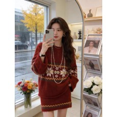 批发费尔岛风圣诞毛衣女宽松慵懒风两件套裙女2025秋冬高级感穿搭<b class='q'>套装</b>