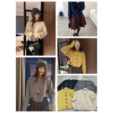 批发高级感小众秋冬<b class='q'>圆领</b><b class='q'>针织</b><b class='q'>开衫</b>女短款宽松显瘦百搭保暖毛衣外套上衣