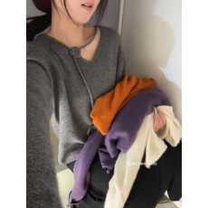 批发2026秋季新款韩版宽松显瘦长袖针织衫女羊毛套头毛衣挂脖花朵设计