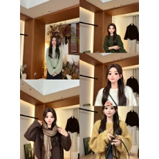 批发心怡Maggie｜山<b class='q'>羊绒</b>绵羊毛纱线｜自带美颜滤镜灯笼袖套头多色毛衣