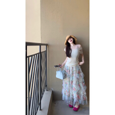 批发实拍不规则高腰半身裙女新款大裙摆<b class='q'>网纱</b>显瘦百搭<b class='q'>长裙</b>