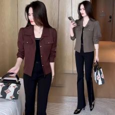 批发短外套女2025年新款春秋时尚休闲气质显瘦小个子短款开衫外套