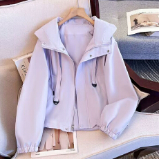 批发双层紫色冲锋衣外套女小个子2025超火<b class='q'>春</b>秋新款今年短休闲<b class='q'>春</b>装