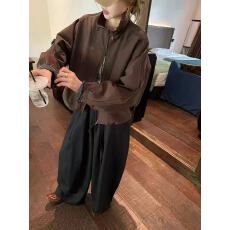 批发休闲立领格子拼接外套短款欧洲2025秋季新款宽松时尚夹克上衣