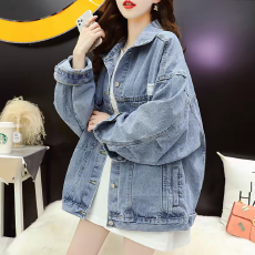 批发港风<b class='q'>牛仔</b>外套女春秋2025新款爆款宽松复古夹克设计感小众休闲上衣