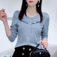 批发高级感气质百搭长袖<b class='q'>t</b><b class='q'>恤</b>女2026春秋季新款拼接时髦<b class='q'>修身</b>上衣潮