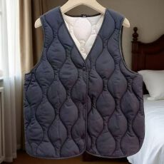 批发加肥加大码纯色百搭<b class='q'>V领</b>内胆保暖加厚羽绒棉马甲外套女冬2026