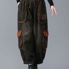 批发200斤可穿2026大码显瘦做旧深色哈伦裤宽松<b class='q'>牛仔裤</b><b class='q'>女</b>