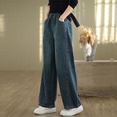 批发180斤可穿2026春夏季<b class='q'>牛仔裤</b>女 高腰百搭阔腿裤 <b class='q'>显瘦</b>直筒裤简约