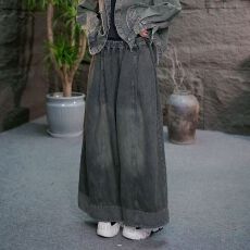 批发180斤可穿2026春夏季复古<b class='q'>大码</b>高腰牛仔裤子百搭显瘦宽松阔腿裙