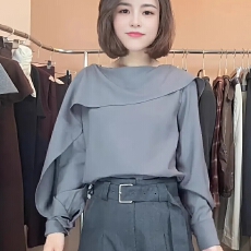 批发春季法式荷叶边长袖衬衫女2026新款爆款秋季高级感轻奢<b class='q'>不规则</b>上衣