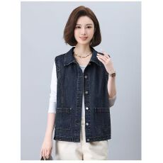 批发大码春夏季2026新款港风复古马甲外套胖MM舒适<b class='q'>上衣</b><b class='q'>牛仔</b>