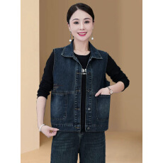 批发韩国时尚牛仔马甲外套女2026春夏新款洋气显瘦无袖坎肩马夹上衣