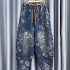 批发2026年春装老爹裤子女提花<b class='q'>牛仔</b><b class='q'>哈伦</b>裤萝卜裤子女大码女装