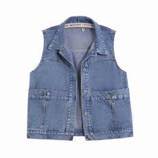 批发170斤可穿大口袋牛仔马甲女宽松春秋新款坎肩<b class='q'>百搭</b>上衣设计感外搭