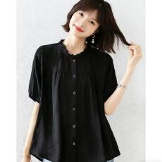 批发200斤穿泡泡袖压皱娃娃衫女胖mm<b class='q'>大码</b>女装宽松显瘦遮肚子正肩衬衫