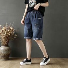 批发夏季薄款牛仔裤六分裤女宽松大码<b class='q'>哈伦</b>裤休闲直筒裤高腰六分萝卜裤