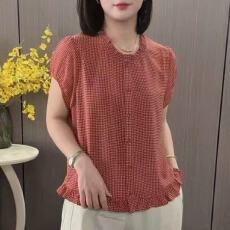 2026夏季时尚简约百搭女士短袖格子衬衫上衣T恤