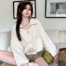 批发防晒衣宽松休闲外套女2026夏季新款减龄小个子连帽工装夹克上衣