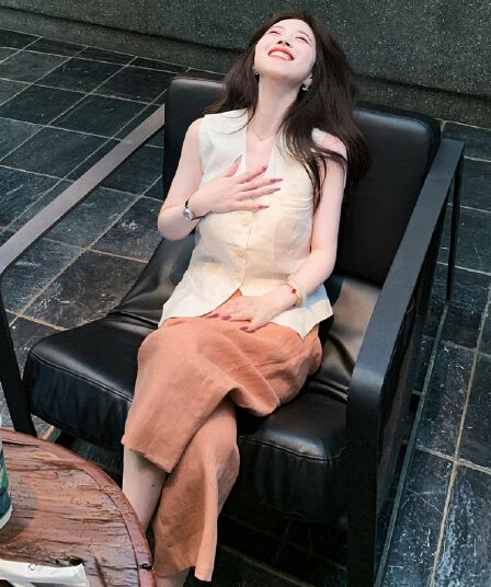 여름 드레스 코디 전체 집합 한 부서 작은 키 디스플레이 높음 캐주얼 화이트 면 린넨 아마 베스트 와이드 레그 팬츠 세트 여성