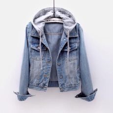 批发牛仔外套女秋冬季外塔显瘦秋衣秋季连帽休闲牛仔夹克装女学生短款