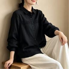 批发2026秋季妈妈女士衬衫高端胖mm大码女装纯棉衬衣洋气减龄上衣