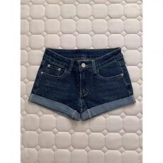 批发美式高街辣妹烫钻卷边牛仔短裤女夏季d新款性感低腰a字包臀<b class='q'>热裤</b>子