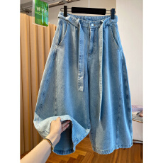 批发巨好看的八分牛仔<b class='q'>裤</b>女2026新款春装高级感宽松百搭直筒<b class='q'>裤</b>阔腿<b class='q'>裤</b>子