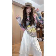 批发<b class='q'>时尚</b>网纱防晒打底衫百搭工装裤女两件套套装