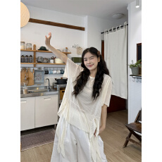 批发实拍 不规则设计T恤＋花边<b class='q'>棉麻</b><b class='q'>裤</b>