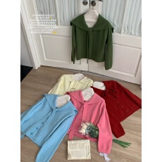 批发实拍25秋冬软糯加厚针织开衫女韩<b class='q'>系</b>甜美系带蝴蝶结减龄海军领毛衣