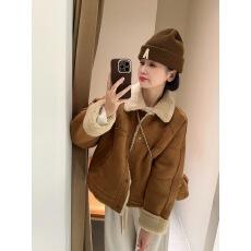 批发美拉德皮毛一体澳洲羊羔毛皮草外套女小个子年轻短款羊剪绒大衣冬