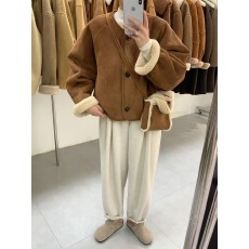 批发皮毛一体外套女2025新款爆款<b class='q'>秋</b>冬短款宽松小个子仿羊羔毛厚上衣