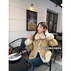 批发复古皮毛一体麂皮绒外套女2025秋季新款温柔气质显瘦上衣
