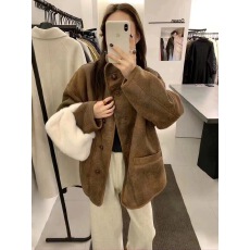 批发韩版皮毛一体羊羔毛外套女<b class='q'>秋</b>冬新款麂皮绒机车服夹克