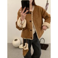 批发韩版简约宽松显瘦羊羔毛皮毛一体外套女<b class='q'>秋</b>冬麂皮绒上衣