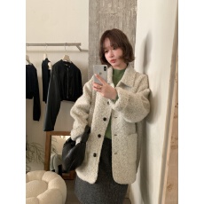 批发韩系高品质<b class='q'>翻领</b>羊毛保暖外套女2025冬新款(含59%羊毛）