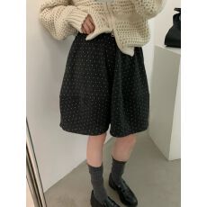 批发实拍～25秋<b class='q'>冬</b>季韩国气质减龄中裙 黑色波点小个子半身裙