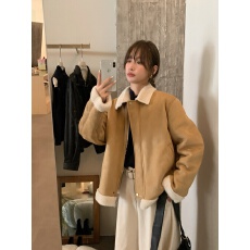 冬上新！高品质毛茸茸翻领短外套