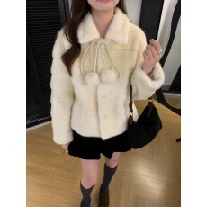 批发韩系冬款<b class='q'>甜美</b>气质毛绒球球系带显瘦百搭羽绒外套有检测报告