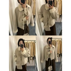 批发冬季新款羊羔毛翻领保暖显瘦皮毛一体麂皮绒加厚外套