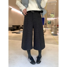 批发韩系直筒七分毛呢阔腿裤<b class='q'>202</b>5新款气质百搭休闲加绒中裤