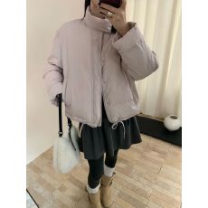 批发实拍秋冬款松软保暖舒适立领口袋抽绳面包羽绒服