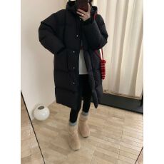 批发实拍行走的大被子加厚新国标90白鸭绒长款韩版黑色羽绒服女