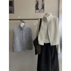 批发冬上新纯色百搭立领拉链上衣针织马甲