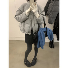 批发木耳边立领羽绒服女冬季2025新款韩版休闲宽松白鸭绒面包服短上衣